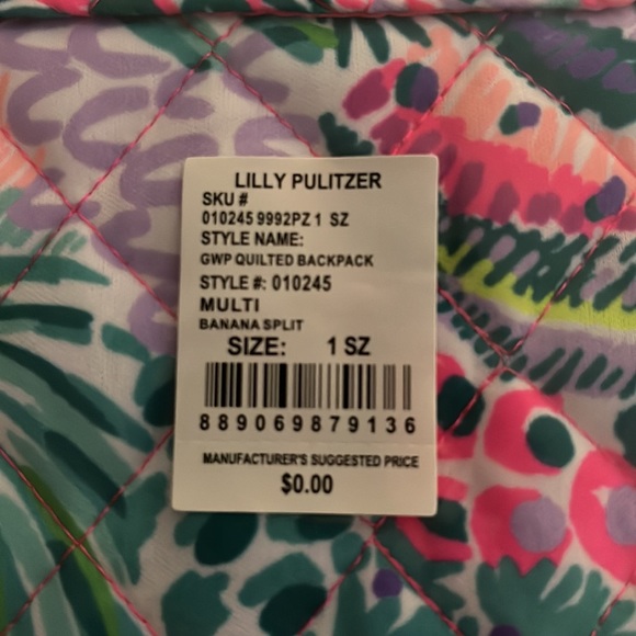 NWT LILLY PULITZER Quilted Backpack in Multi Banana Split pattern - Picture 2 of 5